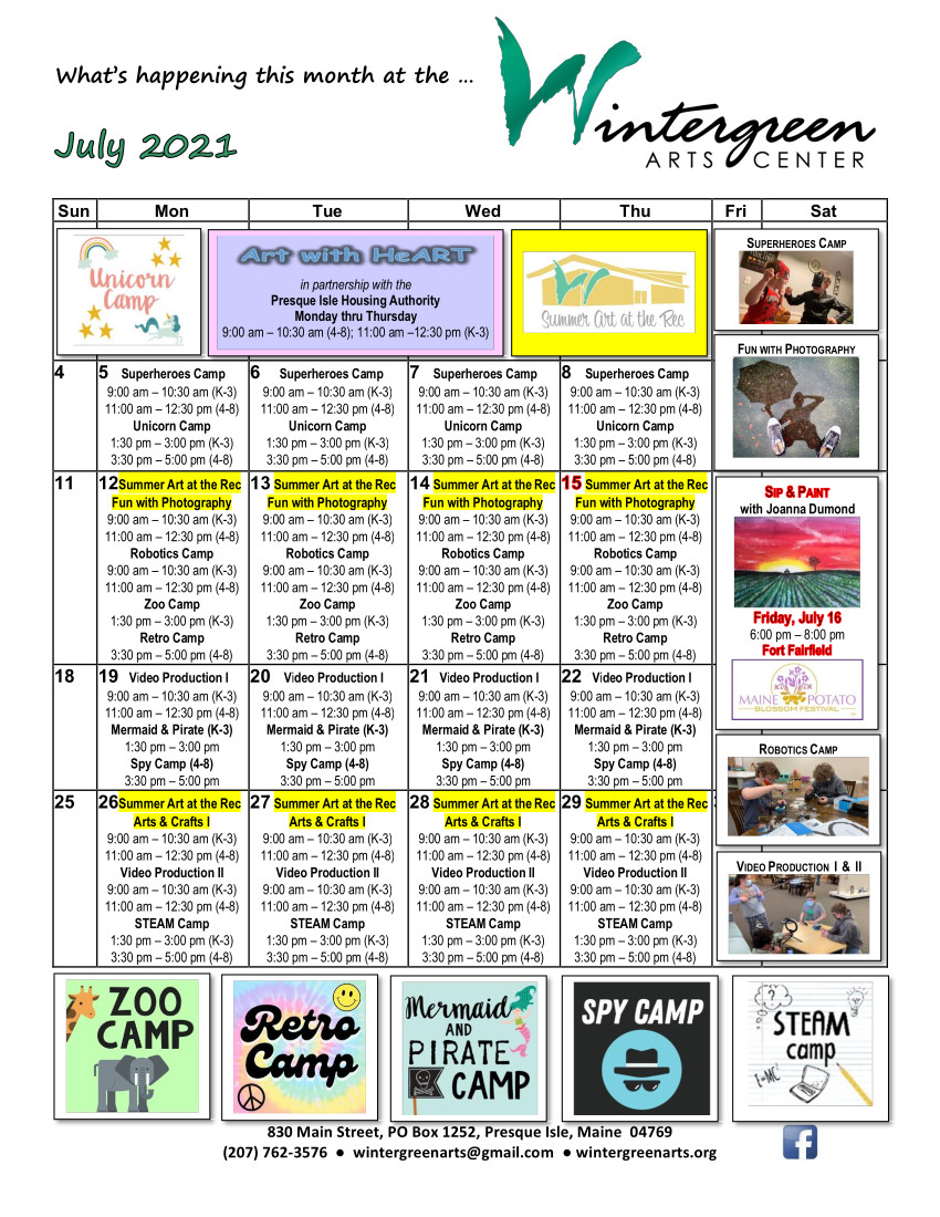 Calendar Wintergreen Arts Center